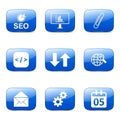 SEO Internet Sign Square Vector Blue Icon Set 6 Royalty Free Stock Photo