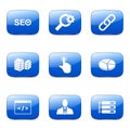 SEO Internet Sign Square Vector Blue Icon Set 11 Royalty Free Stock Photo