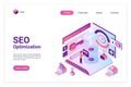 SEO isometric landing page vector template Royalty Free Stock Photo