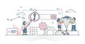 SEO keyword research with content data optimization monocolor outline concept