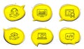 Seo laptop, Ab testing and Statistics icons set. Hold box sign. Search engine, Test chat, Financial report. Vector