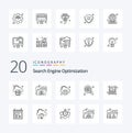20 Seo Line icon Pack like photo gallery network advertising targeting