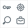 Seo line icons. linear set. quality vector line set such as briefcase, search, target