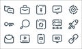 seo line icons. linear set. quality vector line set such as link, ecommerce, mail, advertising, video, keyword, server, statistics