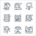 seo line icons. linear set. quality vector line set such as reader, award, funnel, study, bookmark, hosting, idea, speedometer