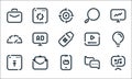 seo line icons. linear set. quality vector line set such as strategy, ecommerce, upload, chat, mail, speedometer, video, search,