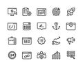 SEO line icons. Web business trend network analysis media target strategy website analytic. Search engine optimization Royalty Free Stock Photo