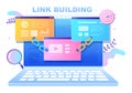 SEO Link Building as Search Engine Optimization, Marketing and Digital for Home Page Development or Mobile Applications Vector Royalty Free Stock Photo