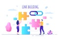 SEO Link Building as Search Engine Optimization, Marketing and Digital for Home Page Development or Mobile Applications Vector Royalty Free Stock Photo