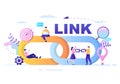 SEO Link Building as Search Engine Optimization, Marketing and Digital for Home Page Development or Mobile Applications Vector Royalty Free Stock Photo