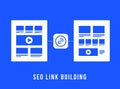 SEO Link Building concept. Search Engine Optimization Backlinks - digital marketing illustration with website page and Royalty Free Stock Photo