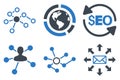 Seo Link Building Flat Vector Icons