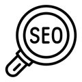 Seo magnify glass icon, outline style Royalty Free Stock Photo