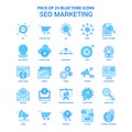 SEO Marketing Blue Tone Icon Pack - 25 Icon Sets Royalty Free Stock Photo