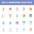 Seo & Marketing icon pack isolated on white background. for your web site design, logo, app, UI. Vector graphics illustration and Royalty Free Stock Photo