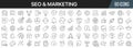 Seo and marketing line icons collection. Big UI icon set in a flat design. Thin outline icons pack. Vector illustration EPS10 Royalty Free Stock Photo