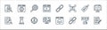 seo and marketing line icons. linear set. quality vector line set such as copywriting, broken link, analytics, keyword, tag,