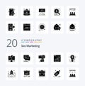 20 Seo Marketing Solid Glyph icon Pack like up like sms up user Royalty Free Stock Photo