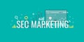 Seo marketing, search engine marketing, internet advertisement, paid media advertising concept. Flat design vector illustration.