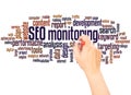 SEO monitoring word cloud hand writing concept