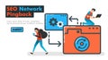 SEO network pingback line vector illustration. People try pinging on website network to try SEO optimization and performance on Royalty Free Stock Photo
