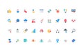 SEO, online analytics and marketing optimization for business development color icon set