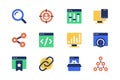 Seo optimization concept of web icons set in simple flat design. Royalty Free Stock Photo