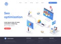 Seo optimization isometric landing page design.