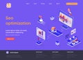 Seo optimization isometric landing page design.