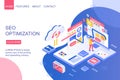SEO optimization isometric vector landing page template Royalty Free Stock Photo