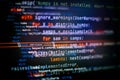 SEO optimization. Modern tech. PHP syntax highlighted. Writing programming functions on laptop. Big data and Internet of things Royalty Free Stock Photo