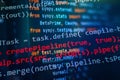 SEO optimization. Modern tech. PHP syntax highlighted. Writing programming functions on laptop. Big data and Internet of things Royalty Free Stock Photo