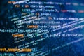 SEO optimization. Modern tech. PHP syntax highlighted. Writing programming functions on laptop. Big data and Internet of things Royalty Free Stock Photo