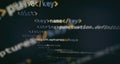 SEO optimization. Modern tech. PHP syntax highlighted. Writing programming functions on laptop. Big data and Internet of things Royalty Free Stock Photo
