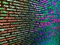SEO optimization. Script on computer with source code. Coding application by programmer developer. Digital technology on display. Royalty Free Stock Photo