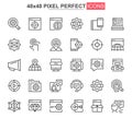 SEO optimization thin line icon set. Royalty Free Stock Photo