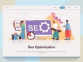 Seo optimization web concept for landing page in flat design. Vector illustration Royalty Free Stock Photo