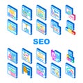 seo optimize search rank icons set vector