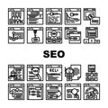 seo optimize search rank icons set vector