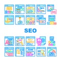 seo optimize search rank icons set vector