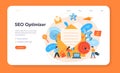 SEO optimizer web banner or landing page. Idea of search engine optimization