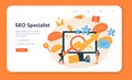 SEO optimizer web banner or landing page. Idea of search engine optimization