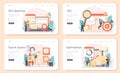 SEO optimizer web banner or landing page set. Idea of search engine