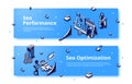 SEO performance and optimization isometric banner Royalty Free Stock Photo