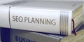 Seo Planning. Book Title on the Spine. 3D. Royalty Free Stock Photo