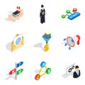 SEO professional icons set, isometric style