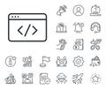 Seo script line icon. Web programming sign. Traffic management. Salaryman, gender equality and alert bell. Vector