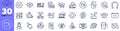 Seo script, Opened box and Shop cart line icons pack. For web app. Vector