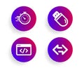 Seo script, Timer and Usb stick icons set. Sync sign. Programming, Deadline management, Memory flash. Vector Royalty Free Stock Photo
