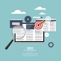 SEO Search Engine Optimazation Vector illustration. Flat computing background